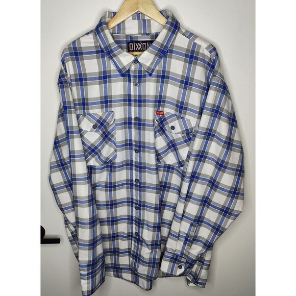 Dixxon 'Rinser' Flannel Shirt Blue Plaid Polyester Adam's Polishes Mens 4X - Picture 2 of 9